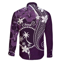 FSM Chuuk Family Matching Long Sleeve Bodycon Dress and Hawaiian Shirt Turtle Tropical Flowers Polynesian - Purple LT14 - Polynesian Pride
