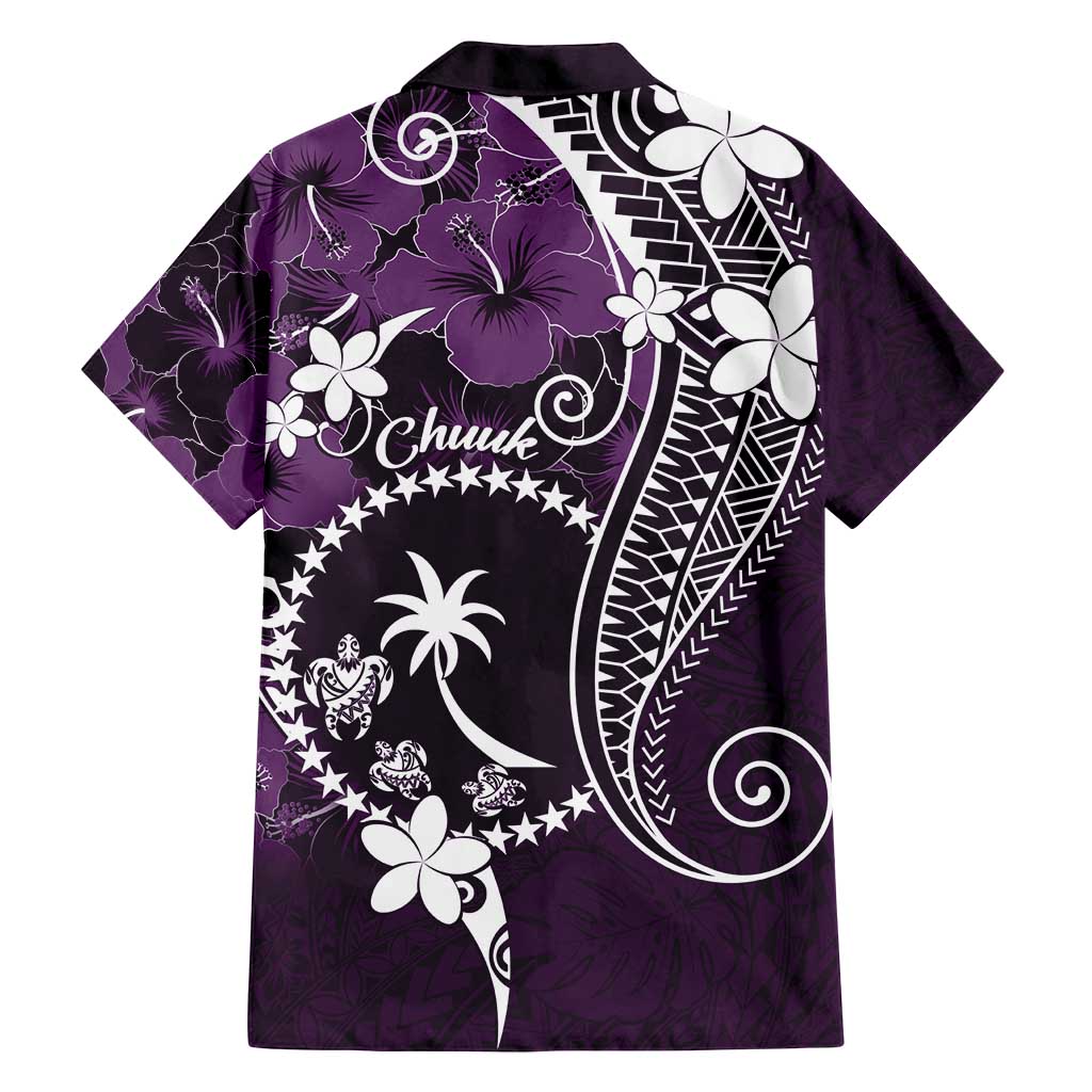 FSM Chuuk Family Matching Off Shoulder Maxi Dress and Hawaiian Shirt Turtle Tropical Flowers Polynesian - Purple LT14 - Polynesian Pride