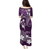 FSM Chuuk Family Matching Puletasi and Hawaiian Shirt Turtle Tropical Flowers Polynesian - Purple LT14 - Polynesian Pride