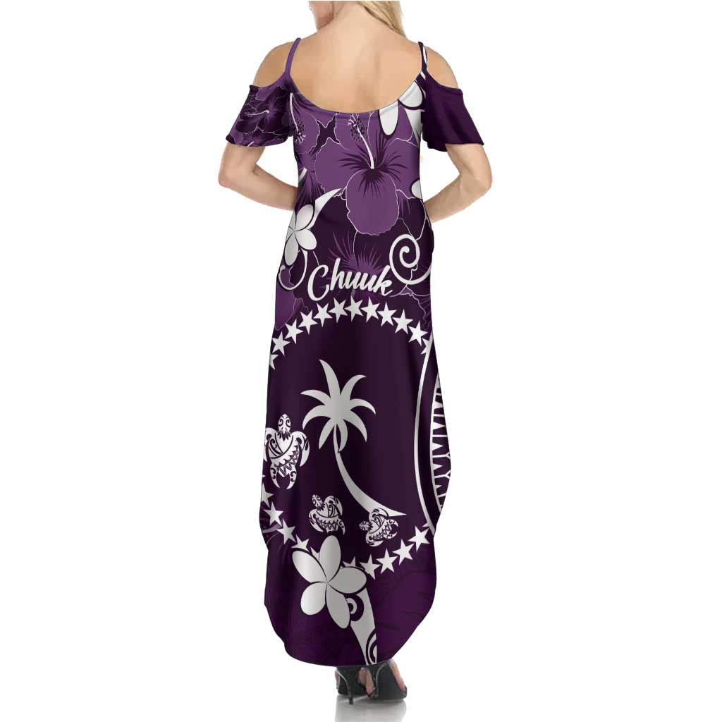 FSM Chuuk Family Matching Summer Maxi Dress and Hawaiian Shirt Turtle Tropical Flowers Polynesian - Purple LT14 - Polynesian Pride