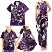 FSM Chuuk Family Matching Tank Maxi Dress and Hawaiian Shirt Turtle Tropical Flowers Polynesian - Purple LT14 - Polynesian Pride