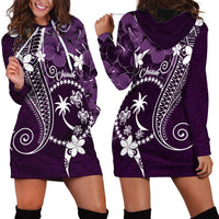 FSM Chuuk Hoodie Dress Turtle Tropical Flowers Polynesian - Purple LT14 - Polynesian Pride