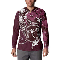 FSM Chuuk Button Sweatshirt Turtle Tropical Flowers Polynesian - Pink LT14 - Polynesian Pride