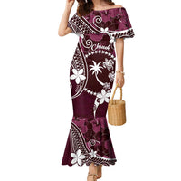 FSM Chuuk Family Matching Mermaid Dress and Hawaiian Shirt Turtle Tropical Flowers Polynesian - Pink LT14 Mom's Dress Pink - Polynesian Pride