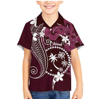 FSM Chuuk Family Matching Mermaid Dress and Hawaiian Shirt Turtle Tropical Flowers Polynesian - Pink LT14 Son's Shirt Pink - Polynesian Pride