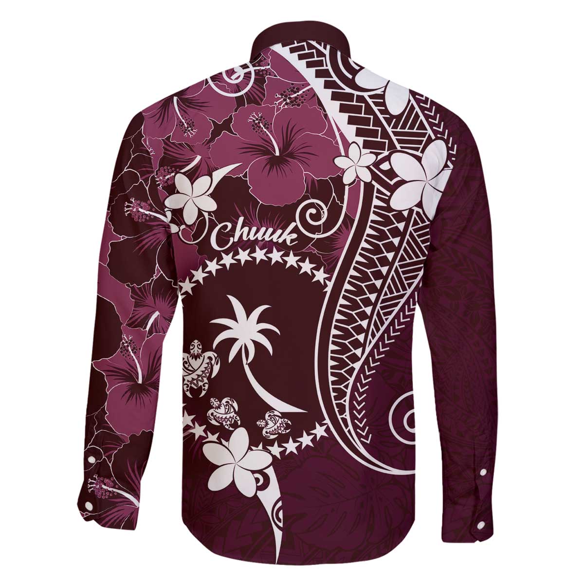 FSM Chuuk Family Matching Off Shoulder Short Dress and Hawaiian Shirt Turtle Tropical Flowers Polynesian - Pink LT14 - Polynesian Pride