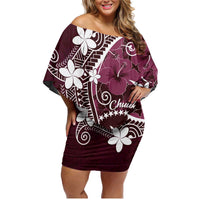 FSM Chuuk Family Matching Off Shoulder Short Dress and Hawaiian Shirt Turtle Tropical Flowers Polynesian - Pink LT14 Mom's Dress Pink - Polynesian Pride