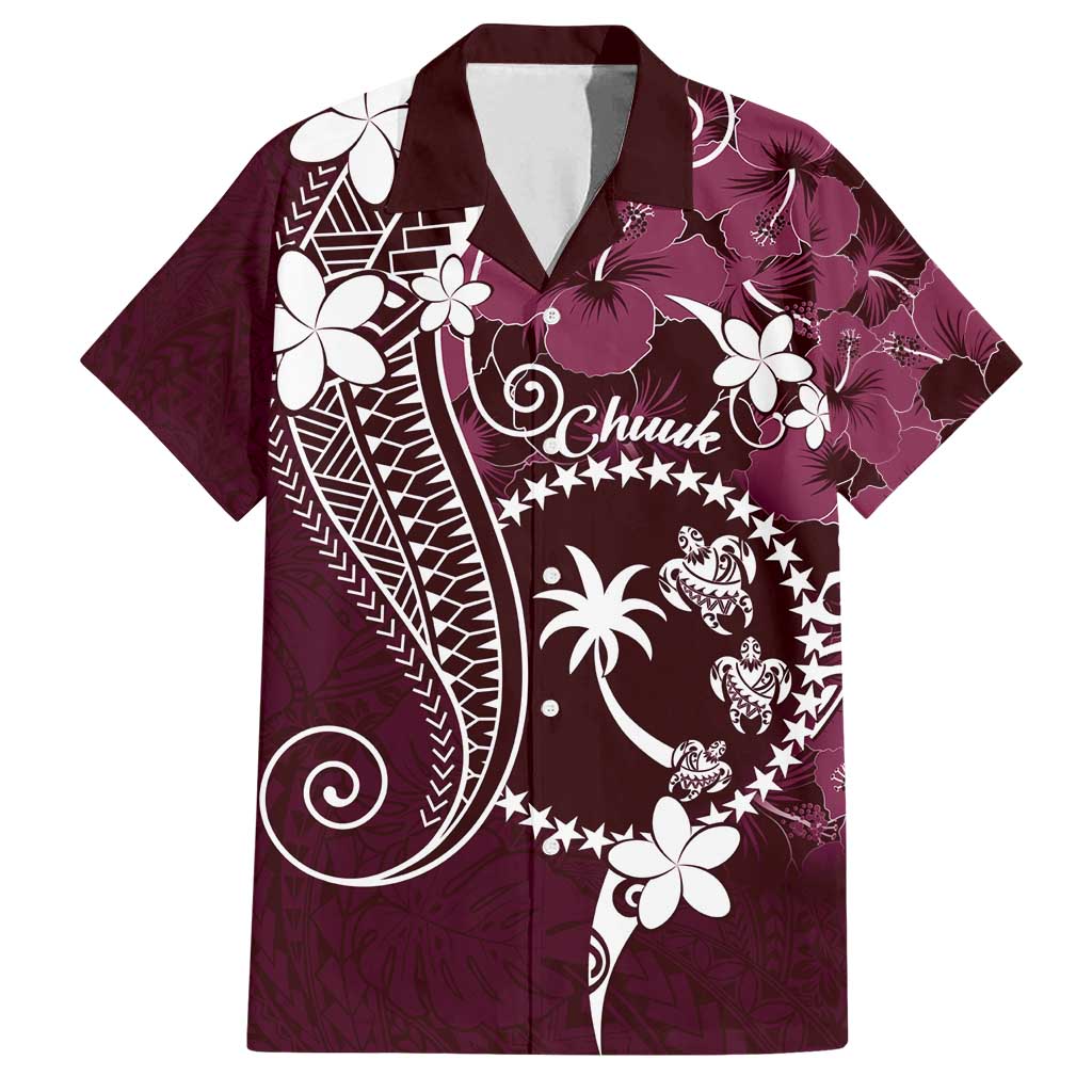 FSM Chuuk Family Matching Tank Maxi Dress and Hawaiian Shirt Turtle Tropical Flowers Polynesian - Pink LT14 Dad's Shirt - Short Sleeve Pink - Polynesian Pride