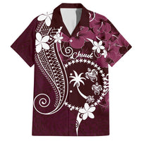 FSM Chuuk Family Matching Tank Maxi Dress and Hawaiian Shirt Turtle Tropical Flowers Polynesian - Pink LT14 Dad's Shirt - Short Sleeve Pink - Polynesian Pride