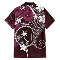 FSM Chuuk Family Matching Tank Maxi Dress and Hawaiian Shirt Turtle Tropical Flowers Polynesian - Pink LT14 - Polynesian Pride