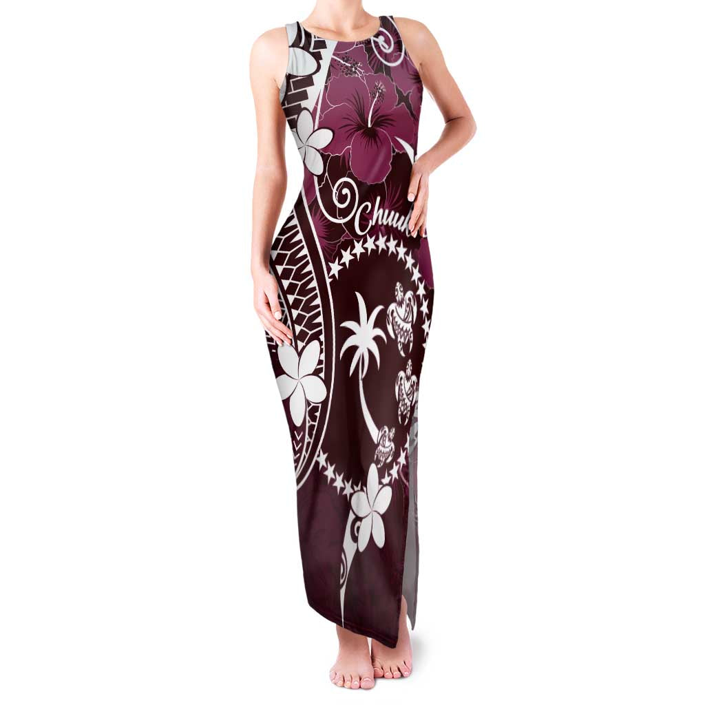 FSM Chuuk Family Matching Tank Maxi Dress and Hawaiian Shirt Turtle Tropical Flowers Polynesian - Pink LT14 Mom's Dress Pink - Polynesian Pride