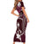 FSM Chuuk Short Sleeve Bodycon Dress Turtle Tropical Flowers Polynesian - Pink