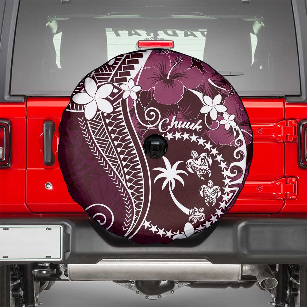 FSM Chuuk Spare Tire Cover Turtle Tropical Flowers Polynesian - Pink LT14 - Polynesian Pride