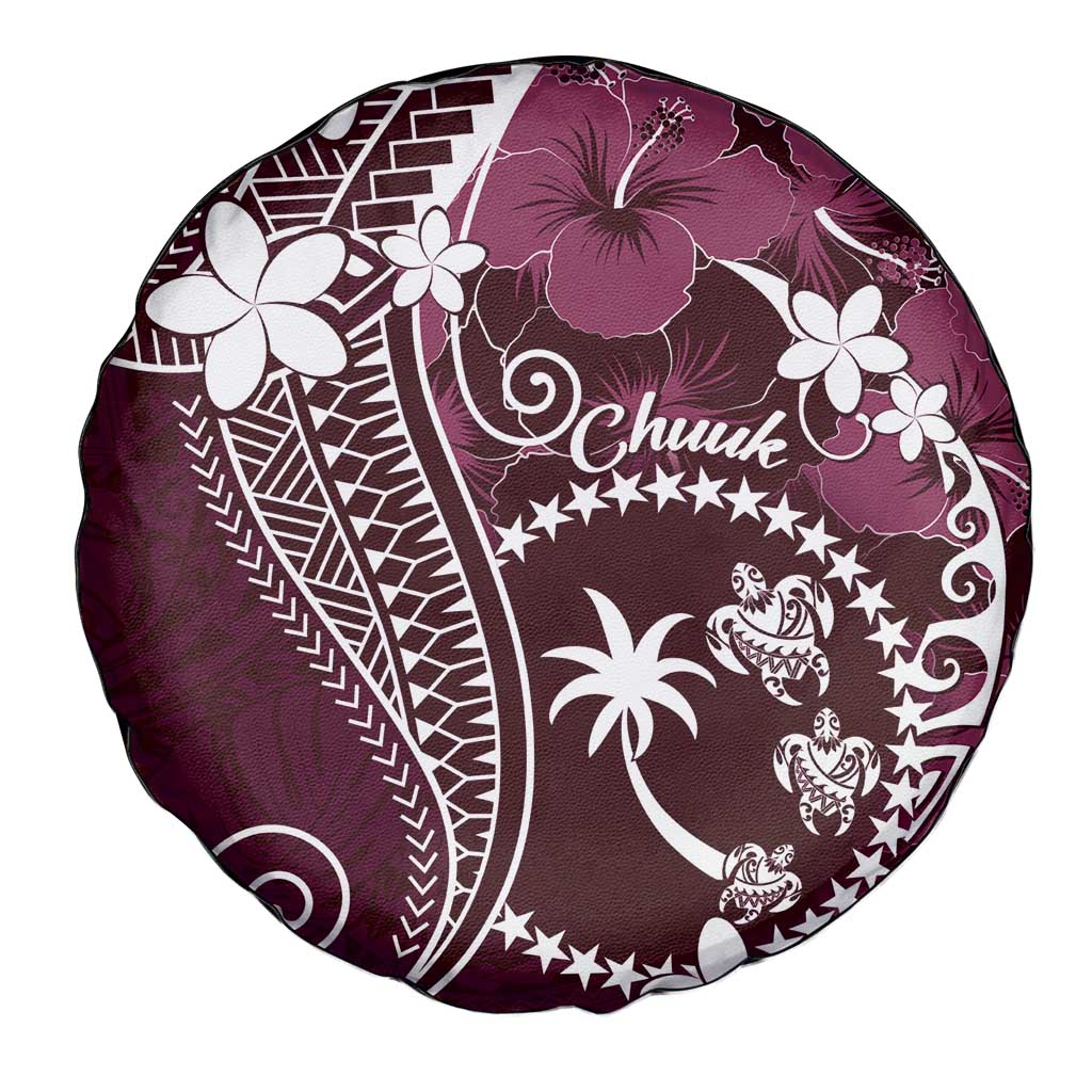 FSM Chuuk Spare Tire Cover Turtle Tropical Flowers Polynesian - Pink LT14 - Polynesian Pride