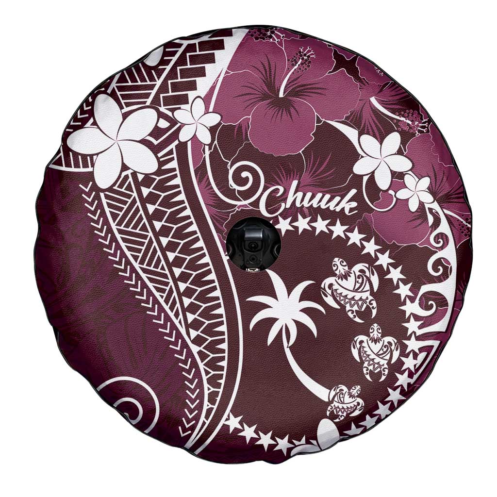 FSM Chuuk Spare Tire Cover Turtle Tropical Flowers Polynesian - Pink LT14 - Polynesian Pride