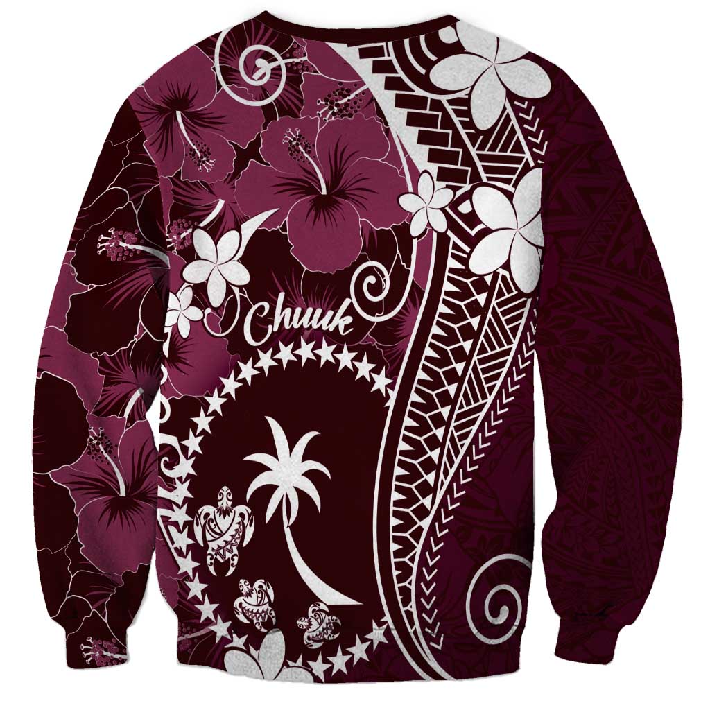 FSM Chuuk Sweatshirt Turtle Tropical Flowers Polynesian - Pink