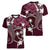FSM Chuuk Women V-Neck T-Shirt Turtle Tropical Flowers Polynesian - Pink