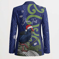 Personalized New Zealand Pukeko Christmas Blazer Meri Kirihimete Taniko Ponga Koru Blue LT14 - Polynesian Pride