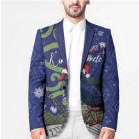 Personalized New Zealand Pukeko Christmas Blazer Meri Kirihimete Taniko Ponga Koru Blue LT14 - Polynesian Pride