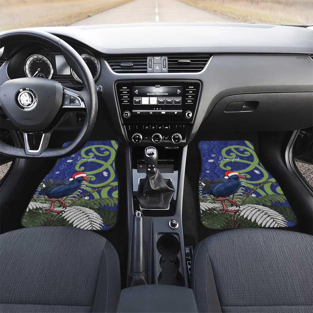 Personalized New Zealand Pukeko Christmas Car Mats Meri Kirihimete Taniko Ponga Koru Blue - Polynesian Pride