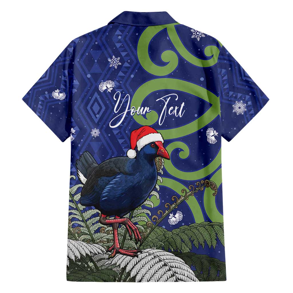 Personalized New Zealand Pukeko Christmas Family Matching Puletasi and Hawaiian Shirt Meri Kirihimete Taniko Ponga Koru Blue LT14 - Polynesian Pride