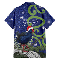 Personalized New Zealand Pukeko Christmas Family Matching Puletasi and Hawaiian Shirt Meri Kirihimete Taniko Ponga Koru Blue LT14 - Polynesian Pride
