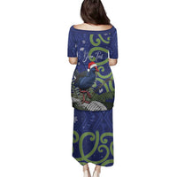 Personalized New Zealand Pukeko Christmas Family Matching Puletasi and Hawaiian Shirt Meri Kirihimete Taniko Ponga Koru Blue LT14 - Polynesian Pride