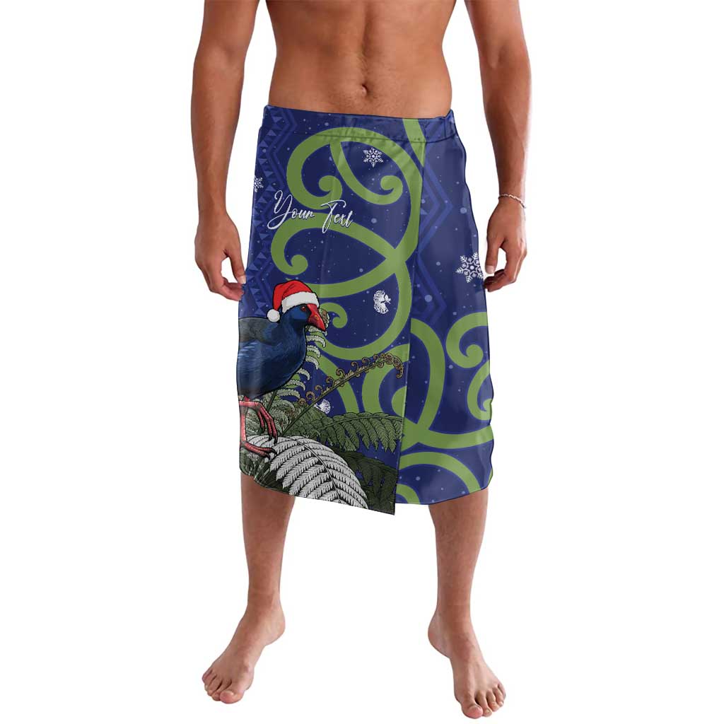 Personalized New Zealand Pukeko Christmas Lavalava Meri Kirihimete Taniko Ponga Koru Blue - Polynesian Pride