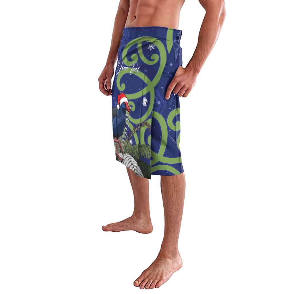 Personalized New Zealand Pukeko Christmas Lavalava Meri Kirihimete Taniko Ponga Koru Blue - Polynesian Pride