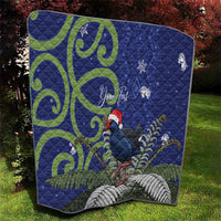 Personalized New Zealand Pukeko Christmas Quilt Meri Kirihimete Taniko Ponga Koru Blue - Polynesian Pride