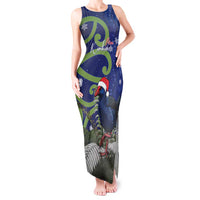 Personalized New Zealand Pukeko Christmas Tank Maxi Dress Meri Kirihimete Taniko Ponga Koru Blue - Polynesian Pride