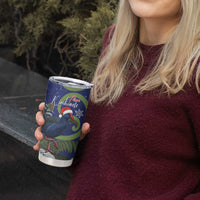 Personalized New Zealand Pukeko Christmas Tumbler Cup Meri Kirihimete Taniko Ponga Koru Blue - Polynesian Pride