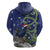 Personalized New Zealand Pukeko Christmas Zip Hoodie Meri Kirihimete Taniko Ponga Koru Blue - Polynesian Pride
