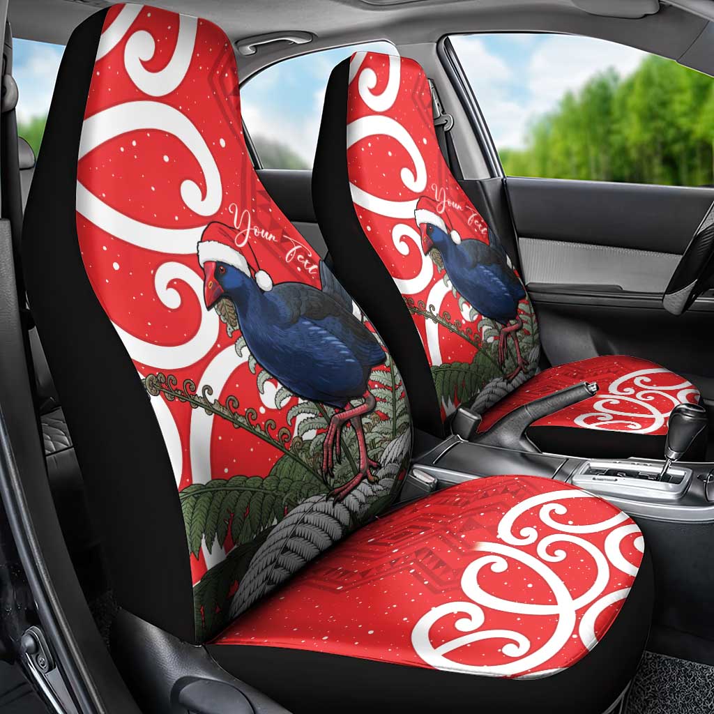Personalized New Zealand Pukeko Christmas Car Seat Cover Meri Kirihimete Taniko Ponga Koru Red - Polynesian Pride