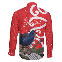 Personalized New Zealand Pukeko Christmas Family Matching Off Shoulder Maxi Dress and Hawaiian Shirt Meri Kirihimete Taniko Ponga Koru Red LT14 - Polynesian Pride