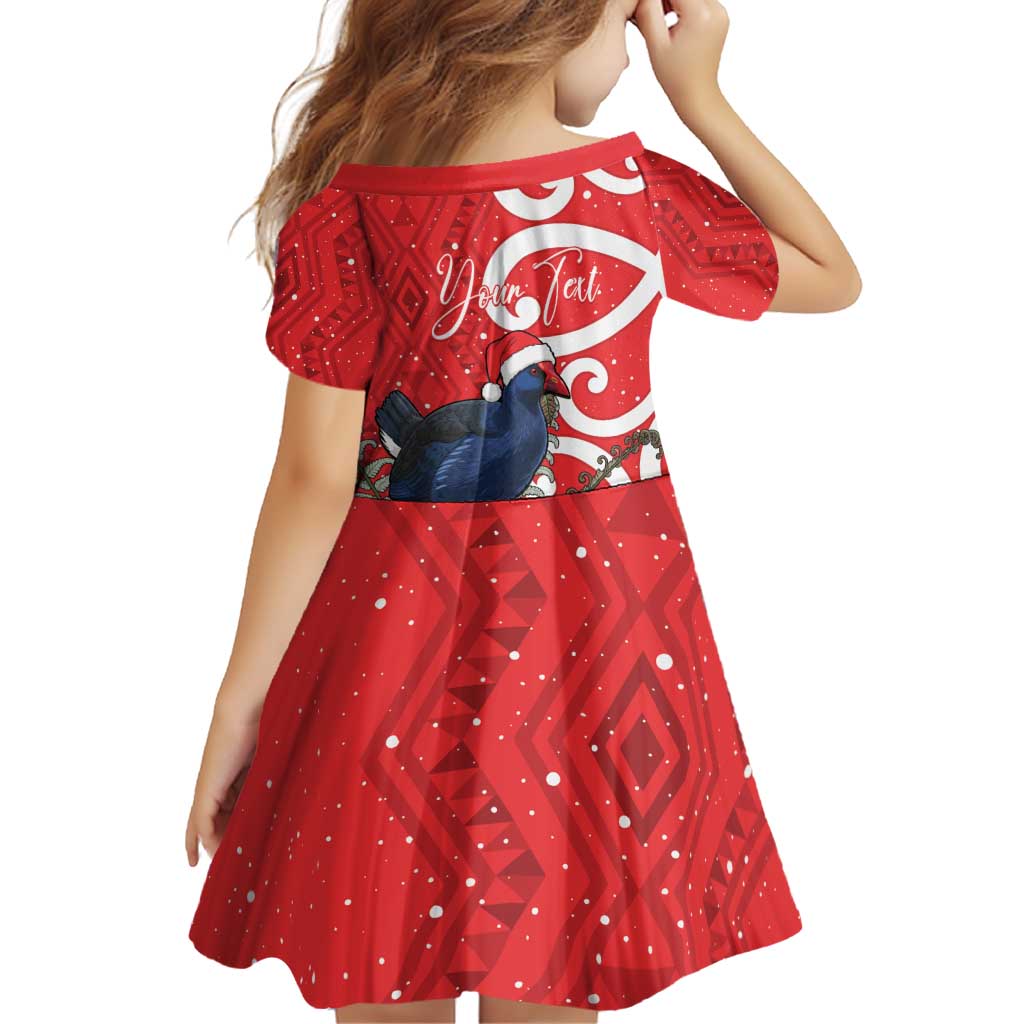 Personalized New Zealand Pukeko Christmas Family Matching Off Shoulder Short Dress and Hawaiian Shirt Meri Kirihimete Taniko Ponga Koru Red LT14 - Polynesian Pride