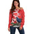 Personalized New Zealand Pukeko Christmas Off Shoulder Sweater Meri Kirihimete Taniko Ponga Koru Red - Polynesian Pride
