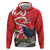 Personalized New Zealand Pukeko Christmas Zip Hoodie Meri Kirihimete Taniko Ponga Koru Red - Polynesian Pride