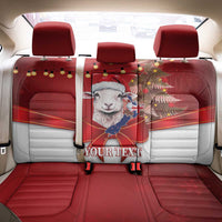 Personalized New Zealand Sheep Christmas Back Car Seat Cover Hipi Meri Kirihimete Silver Fern Xmas Tree - Polynesian Pride