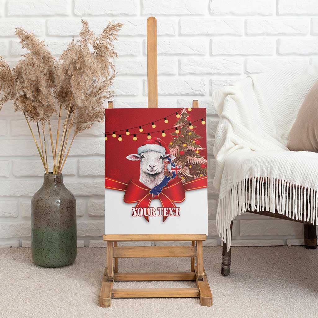 Personalized New Zealand Sheep Christmas Canvas Wall Art Hipi Meri Kirihimete Silver Fern Xmas Tree - Polynesian Pride