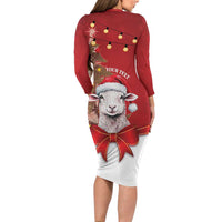 Personalized New Zealand Sheep Christmas Family Matching Long Sleeve Bodycon Dress and Hawaiian Shirt Hipi Meri Kirihimete Silver Fern Xmas Tree LT14 - Polynesian Pride