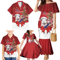Personalized New Zealand Sheep Christmas Family Matching Mermaid Dress and Hawaiian Shirt Hipi Meri Kirihimete Silver Fern Xmas Tree LT14 - Polynesian Pride