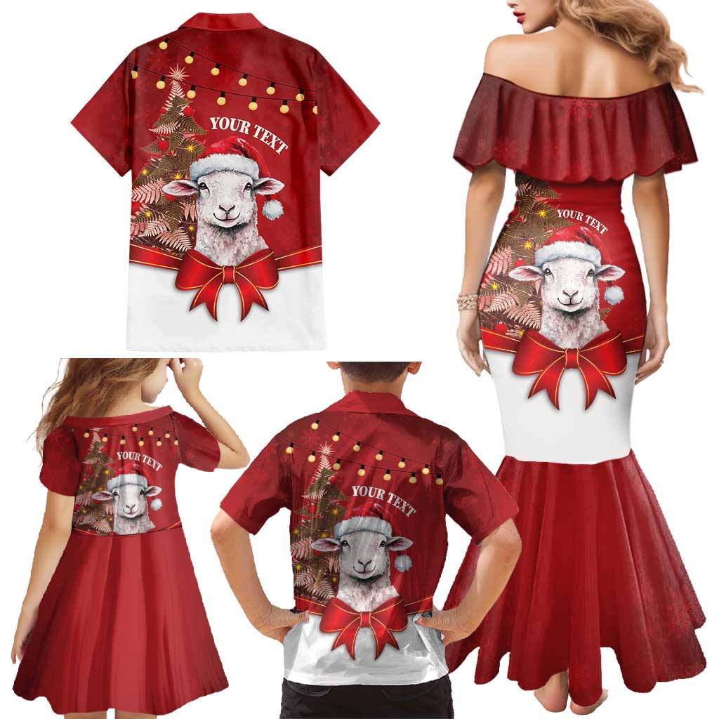 Personalized New Zealand Sheep Christmas Family Matching Mermaid Dress and Hawaiian Shirt Hipi Meri Kirihimete Silver Fern Xmas Tree LT14 - Polynesian Pride