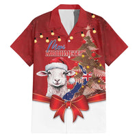 Personalized New Zealand Sheep Christmas Family Matching Mermaid Dress and Hawaiian Shirt Hipi Meri Kirihimete Silver Fern Xmas Tree LT14 Dad's Shirt - Short Sleeve Red - Polynesian Pride