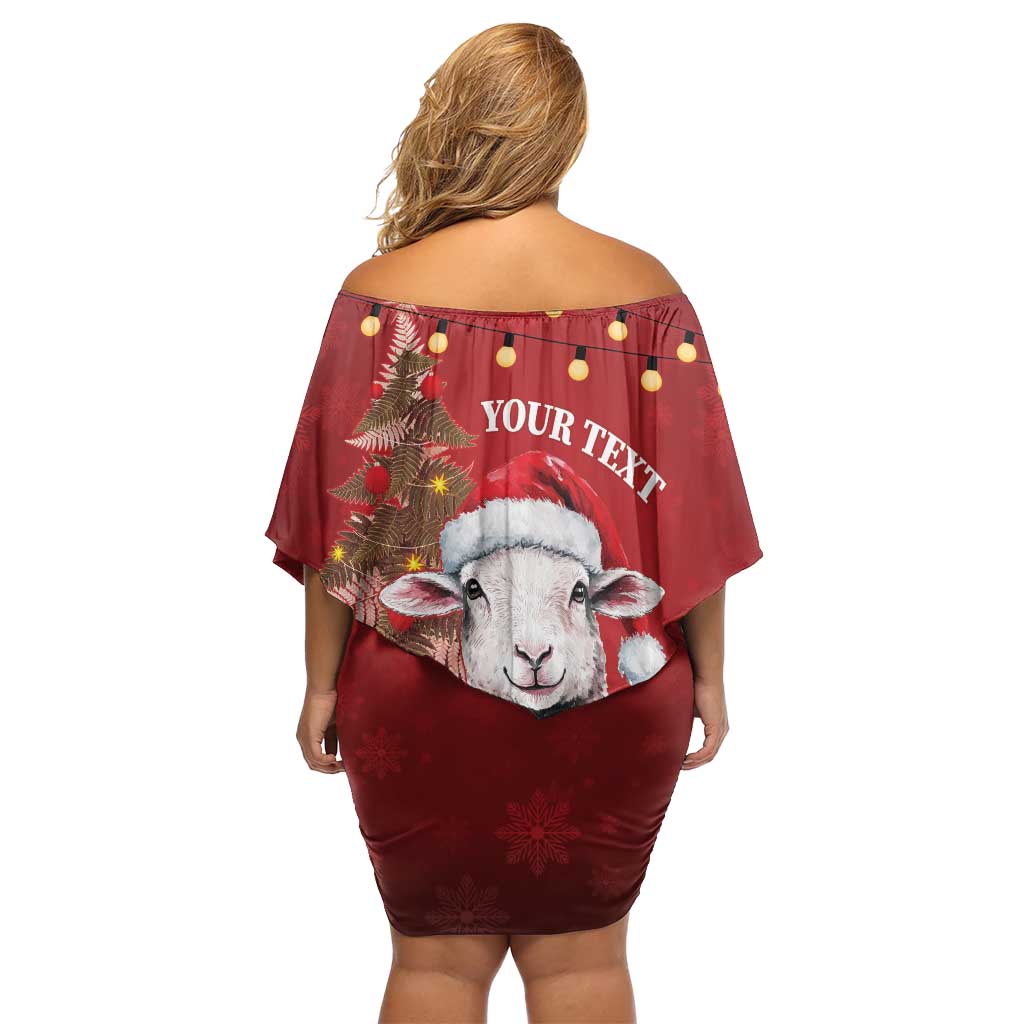 Personalized New Zealand Sheep Christmas Family Matching Off Shoulder Short Dress and Hawaiian Shirt Hipi Meri Kirihimete Silver Fern Xmas Tree LT14 - Polynesian Pride