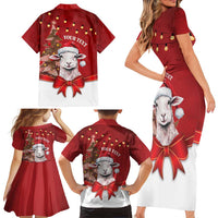 Personalized New Zealand Sheep Christmas Family Matching Short Sleeve Bodycon Dress and Hawaiian Shirt Hipi Meri Kirihimete Silver Fern Xmas Tree LT14 - Polynesian Pride