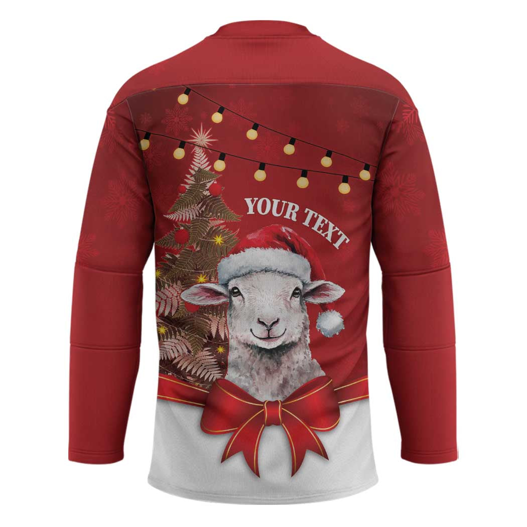 Personalized New Zealand Sheep Christmas Hockey Jersey Hipi Meri Kirihimete Silver Fern Xmas Tree - Polynesian Pride