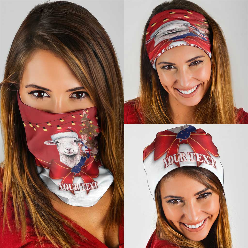 Personalized New Zealand Sheep Christmas Neck Gaiter Hipi Meri Kirihimete Silver Fern Xmas Tree - Polynesian Pride