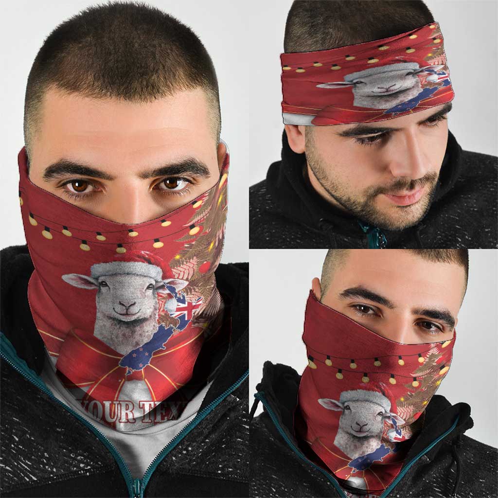 Personalized New Zealand Sheep Christmas Neck Gaiter Hipi Meri Kirihimete Silver Fern Xmas Tree - Polynesian Pride