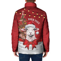 Personalized New Zealand Sheep Christmas Padded Jacket Hipi Meri Kirihimete Silver Fern Xmas Tree - Polynesian Pride
